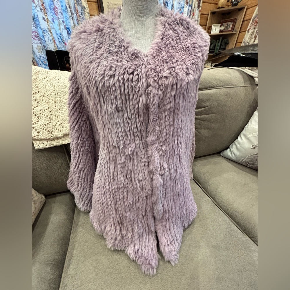 Lavender rabbit Fur shawl